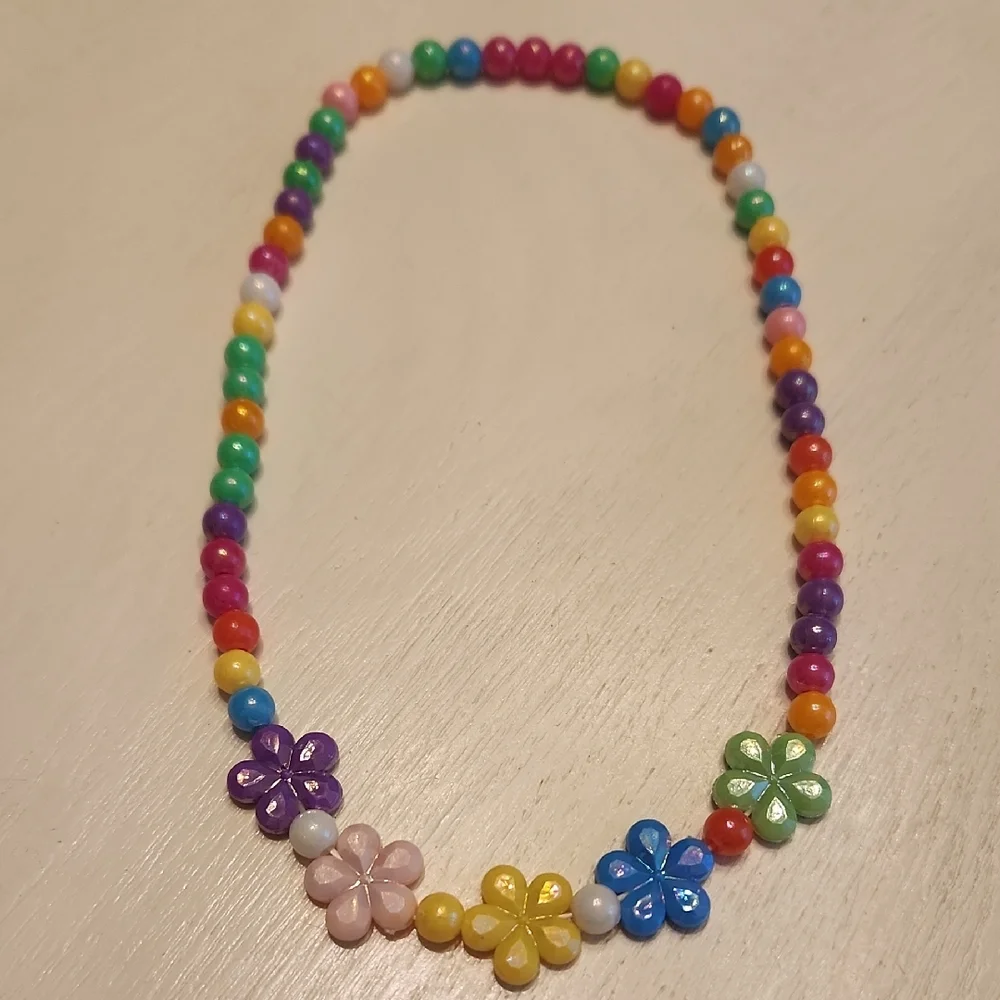Colorful Flower Beaded Kids Necklace - Kids Jewelry - Kids Accessories